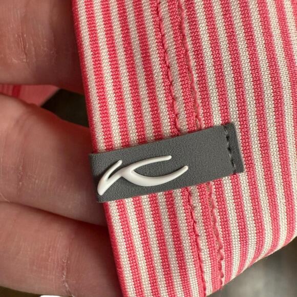 KJUS Shirt Women's Sina Pink White Stripe M golf Polo Preppy Prep Athleisure - Picture 4 of 10